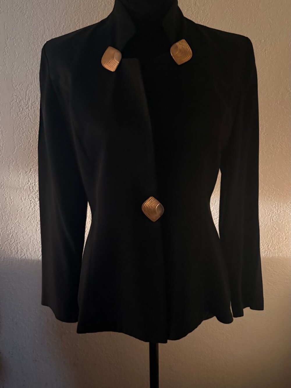 Taurus Vintage Black Blazer Jacket with Gold Shell Buttons